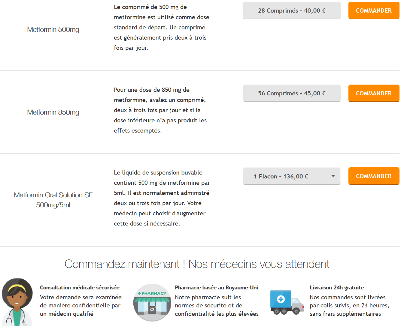 Metformine pharmacie online