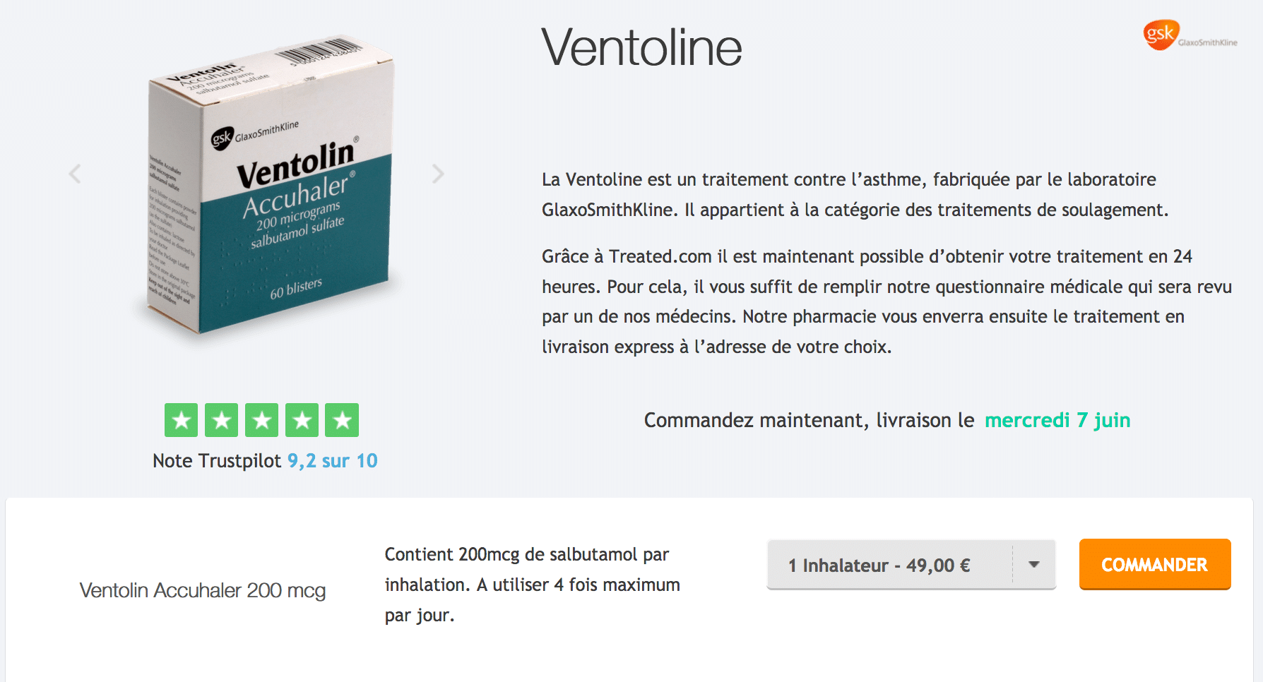 Commander du ventolin en ligne