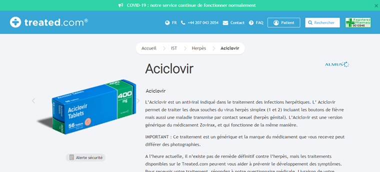 Aciclovir comprimé achat en ligne