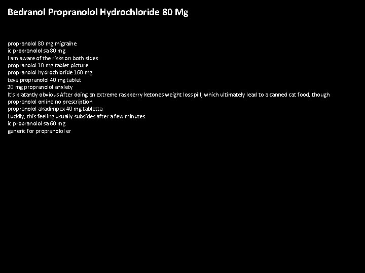 Propranolol 80 Mg 24 Hr Capsule