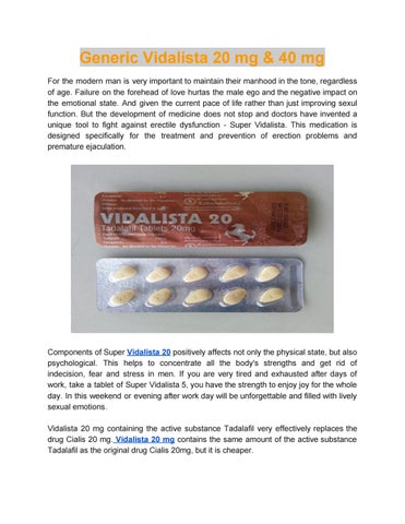 Vidalista Tadalafil 40mg